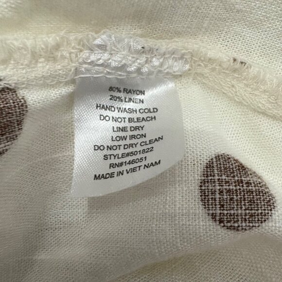 Polka Dot ButtonDown Midi Dress W/ Puff Sleeves & Tiered Skirt Juniors Womens M - Picture 6 of 11